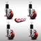 Service Caster 3.5'' SS Red Poly Swivel 1-3/4'' Expanding Stem Caster Set with Brake, 4PK SCC-SSEX20S3514-PPUB-RED-TLB-134-4 - alternate 4